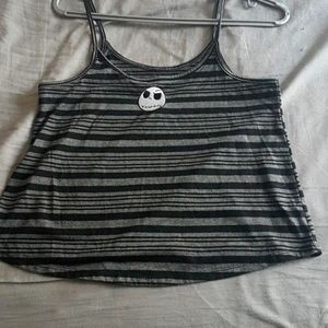 Jack Skellington Hot Topic Tank Top, Black, Grey, and White, Size Medium.